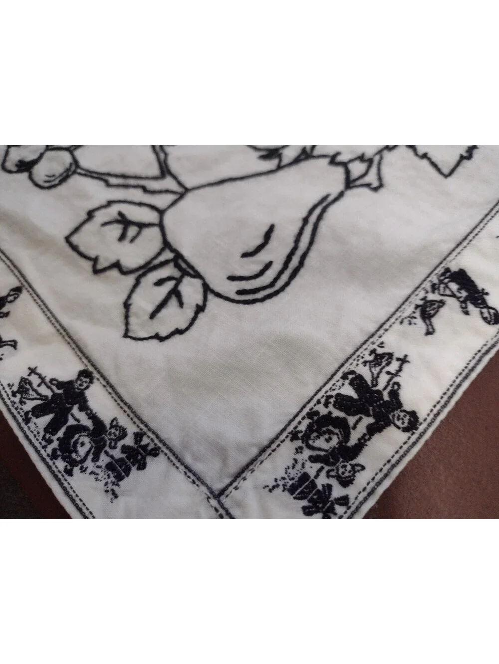 Vintage Slovak Embroidered Kitchen Wall Cloth Folk Art Proverb Textile